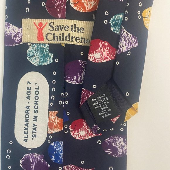 Lot of 2 Silk Neckties Unicef Rockefeller Center Save The Children Alexandra Tie - Picture 3 of 8